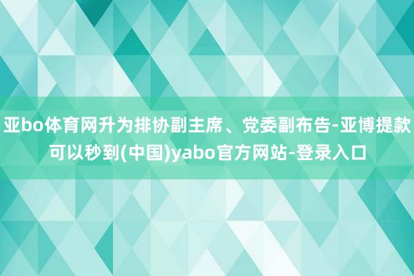 亚bo体育网升为排协副主席、党委副布告-亚博提款可以秒到(中国)yabo官方网站-登录入口