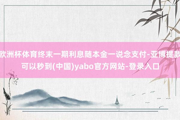 欧洲杯体育终末一期利息随本金一说念支付-亚博提款可以秒到(中国)yabo官方网站-登录入口