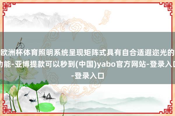 欧洲杯体育照明系统呈现矩阵式具有自合适遐迩光的功能-亚博提款可以秒到(中国)yabo官方网站-登录入口